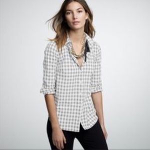SOLD JCrew button up bf shirt gray gingham XS